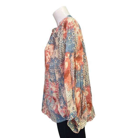 Anthropologie Pilcro Oversized Floral Patchwork Dolman Sleeve Button Up sz S - Picture 5 of 10